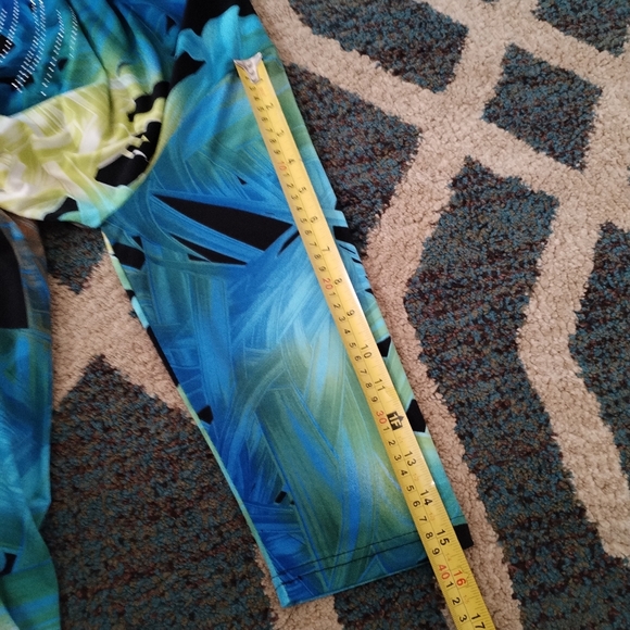Valentina Blouse Jewel Tone Blue Green Gold Abstract Swirl Embellishments Large - Picture 8 of 8